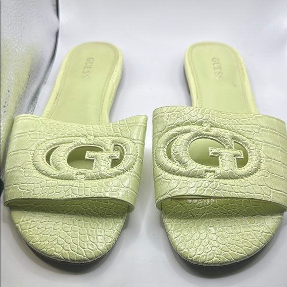 Guess Green Textured Slip-On Sandals - Picture 6 of 6